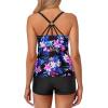 imageYonique Women Plus Size Tankini with Shorts Two Piece Bathing Suits Athletic Swimsuits Tummy Control SwimwearFlowers