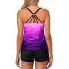 imageYonique Women Plus Size Tankini with Shorts Two Piece Bathing Suits Athletic Swimsuits Tummy Control SwimwearPurple Gradient