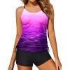 imageYonique Women Plus Size Tankini with Shorts Two Piece Bathing Suits Athletic Swimsuits Tummy Control SwimwearPurple Gradient