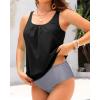 imageYonique Womens Blouson Tankini Swimsuits Two Piece Strappy Bathing Suit Tops with Shorts Criss Cross SwimwearBlack Striped