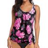 imageYonique Womens Blouson Tankini Top Only Loose Fit Swim Top No Bottom Modest Swimsuit Pink Floral XXLarge