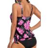 imageYonique Womens Blouson Tankini Top Only Loose Fit Swim Top No Bottom Modest Swimsuit Pink Floral XXLarge