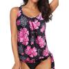 imageYonique Womens Blouson Tankini Top Only Loose Fit Swim Top No Bottom Modest Swimsuit Pink Floral XXLarge