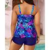imageYonique Womens Plus Size Swimsuits with Shorts Tummy Control Tankini Two Piece Bathing Suits Athletic SwimwearBlue Purple Leaves