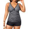imageYonique Womens Plus Size Swimsuits with Shorts Tummy Control Tankini Two Piece Bathing Suits Athletic SwimwearStriped