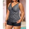 imageYonique Womens Plus Size Swimsuits with Shorts Tummy Control Tankini Two Piece Bathing Suits Athletic SwimwearStriped