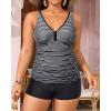 imageYonique Womens Plus Size Swimsuits with Shorts Tummy Control Tankini Two Piece Bathing Suits Athletic SwimwearStriped