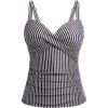 imageWomens Underwire Tankini Top Only  Push Up Swimsuit Top with Bra Support Tummy Control Bathing Suit Top No Bottom 2025Black Striped