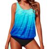 imageYonique Two Piece Tankini Swimsuits for Women Blouson Bathing Suits Modest Swimwear Blue Gradient M