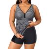 imageYonique Womens Plus Size Swimsuits with Shorts Tummy Control Tankini Two Piece Bathing Suits Athletic SwimwearStriped