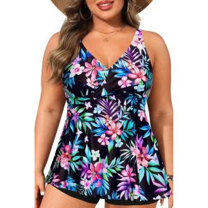 imagePlus Size Tankini Top Only  Flowy Bathing Suits Top Plus Size Swim Top 2025 Modest Swimsuits TopColorful Floral