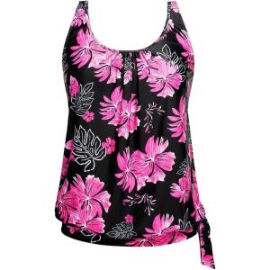 imageYonique Womens Blouson Tankini Top Only Loose Fit Swim Top No Bottom Modest Swimsuit Pink Floral XXLarge
