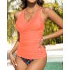 imageYonique Tankini Swimsuits for Women Tummy Control Bathing Suits Two Piece Tankini Tops with Bikini Bottoms Twist SwimwearOrange Floral