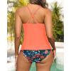 imageYonique Tankini Swimsuits for Women Tummy Control Bathing Suits Two Piece Tankini Tops with Bikini Bottoms Twist SwimwearOrange Floral
