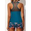 imageYonique Tankini Swimsuits for Women with Shorts Athletic Two Piece Bathing Suits Racerback Tank Tops SwimwearBlue Flower