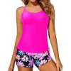 imageYonique Tankini Swimsuits for Women with Shorts Athletic Two Piece Bathing Suits Racerback Tank Tops SwimwearPink Floral