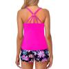 imageYonique Tankini Swimsuits for Women with Shorts Athletic Two Piece Bathing Suits Racerback Tank Tops SwimwearPink Floral