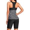 imageYonique Women Two Piece Tankini Swimsuits with Shorts Athletic Bathing Suit with Swim Shorts Racerback SwimwearBlack Striped
