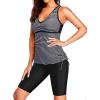 imageYonique Women Two Piece Tankini Swimsuits with Shorts Athletic Bathing Suit with Swim Shorts Racerback SwimwearBlack Striped