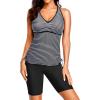 imageYonique Women Two Piece Tankini Swimsuits with Shorts Athletic Bathing Suit with Swim Shorts Racerback SwimwearBlack Striped