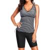 imageYonique Women Two Piece Tankini Swimsuits with Shorts Athletic Bathing Suit with Swim Shorts Racerback SwimwearBlack Striped