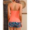 imageWomen Tankini Swimsuit with Shorts  Two Piece Tummy Control Bathing Suit Top with Pockets Boyshorts 2025 SwimwearOrange Floral