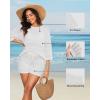 imageWomens Two Piece Coverup Set  Crochet Beach Cover Ups with Shorts Half Sleeve Swimsuit Bathing Suit Coverups White S