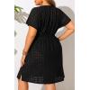 imageYonique Plus Size Swimsuit Cover Up Women  Button Down Bathing Suit Coverup 2025 V Neck Hollow Out Beach Dress SwimwearBlack