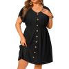 imageYonique Plus Size Swimsuit Cover Up Women  Button Down Bathing Suit Coverup 2025 V Neck Hollow Out Beach Dress SwimwearBlack