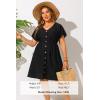 imageYonique Plus Size Swimsuit Cover Up Women  Button Down Bathing Suit Coverup 2025 V Neck Hollow Out Beach Dress SwimwearBlack