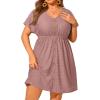 imageYonique Plus Size Swimsuit Cover Up Women  Button Down Bathing Suit Coverup 2025 V Neck Hollow Out Beach Dress SwimwearDusty Pink