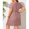 imageYonique Plus Size Swimsuit Cover Up Women  Button Down Bathing Suit Coverup 2025 V Neck Hollow Out Beach Dress SwimwearDusty Pink