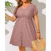 imageYonique Plus Size Swimsuit Cover Up Women  Button Down Bathing Suit Coverup 2025 V Neck Hollow Out Beach Dress SwimwearDusty Pink