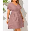 imageYonique Plus Size Swimsuit Cover Up Women  Button Down Bathing Suit Coverup 2025 V Neck Hollow Out Beach Dress SwimwearDusty Pink