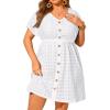 imageYonique Plus Size Swimsuit Cover Up Women  Button Down Bathing Suit Coverup 2025 V Neck Hollow Out Beach Dress SwimwearWhite