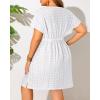 imageYonique Plus Size Swimsuit Cover Up Women  Button Down Bathing Suit Coverup 2025 V Neck Hollow Out Beach Dress SwimwearWhite
