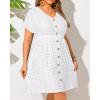 imageYonique Plus Size Swimsuit Cover Up Women  Button Down Bathing Suit Coverup 2025 V Neck Hollow Out Beach Dress SwimwearWhite