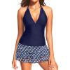 imageTankini with Skirt  Two Piece Swimsuit Tummy Control Bathing Suit Halter Swimwear Ruffle Layered Swim Skirt 2026Navy Geometric