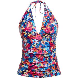 imageYonique Womens Halter Tankini Top V Neck Swim Top Tummy Control Bathing SuitColorful Floral 03