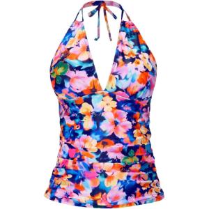 imageYonique Womens Halter Tankini Top V Neck Swim Top Tummy Control Bathing SuitColorful Floral