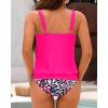 imageYonique Blouson Tankini Swimsuits for Women Loose Fit Modest Two Piece Bathing SuitsColorful Leopard