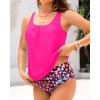 imageYonique Blouson Tankini Swimsuits for Women Loose Fit Modest Two Piece Bathing SuitsColorful Leopard