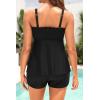 imageYonique Flowy Tankini with Shorts  Tummy Control Two Piece Swimsuit with Pockets Smocked Bandeau Bathing Suit 2026 SwimwearBlack