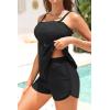 imageYonique Flowy Tankini with Shorts  Tummy Control Two Piece Swimsuit with Pockets Smocked Bandeau Bathing Suit 2026 SwimwearBlack