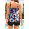 imageYonique Flowy Tankini with Shorts  Tummy Control Two Piece Swimsuit with Pockets Smocked Bandeau Bathing Suit 2026 SwimwearColorful Floral