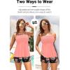 imageYonique Flowy Tankini with Shorts  Tummy Control Two Piece Swimsuit with Pockets Smocked Bandeau Bathing Suit 2026 SwimwearCoral Pink Floral