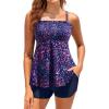 imageYonique Flowy Tankini with Shorts  Tummy Control Two Piece Swimsuit with Pockets Smocked Bandeau Bathing Suit 2026 SwimwearStarry Sky