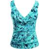 imageYonique Womens Tankini Top Only Tummy Control Bathing Suit Top Ruffle Swimsuit Top V Neck Swim Tank Top No BottomGreen Paisley