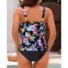 imageYonique Blouson Tankini Swimsuits for Women Loose Fit Modest Two Piece Bathing SuitsFloral 01