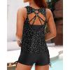 imageYonique 3 Piece Tankini Swimsuits for Women Swim Tank Top Bathing Suits with Boy Shorts and Bra Athletic SwimwearBlack Dot
